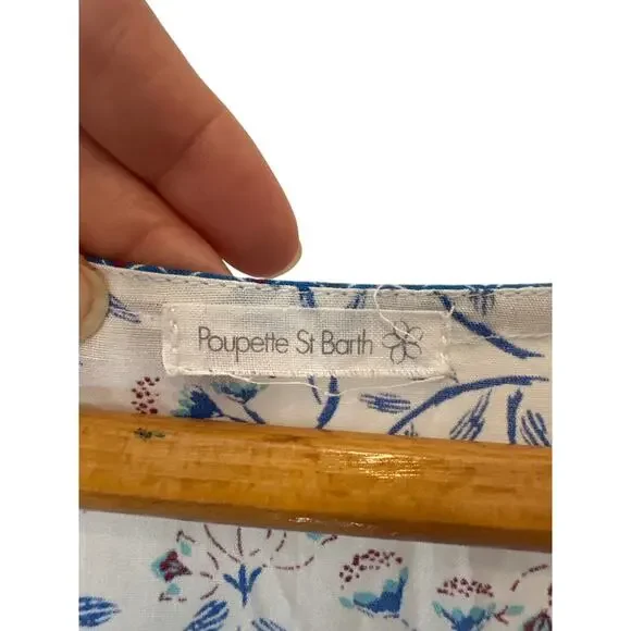 Poupette St Barth Della Blue Floral Midi Dress Smocked Waist XS - Picture 5 of 11